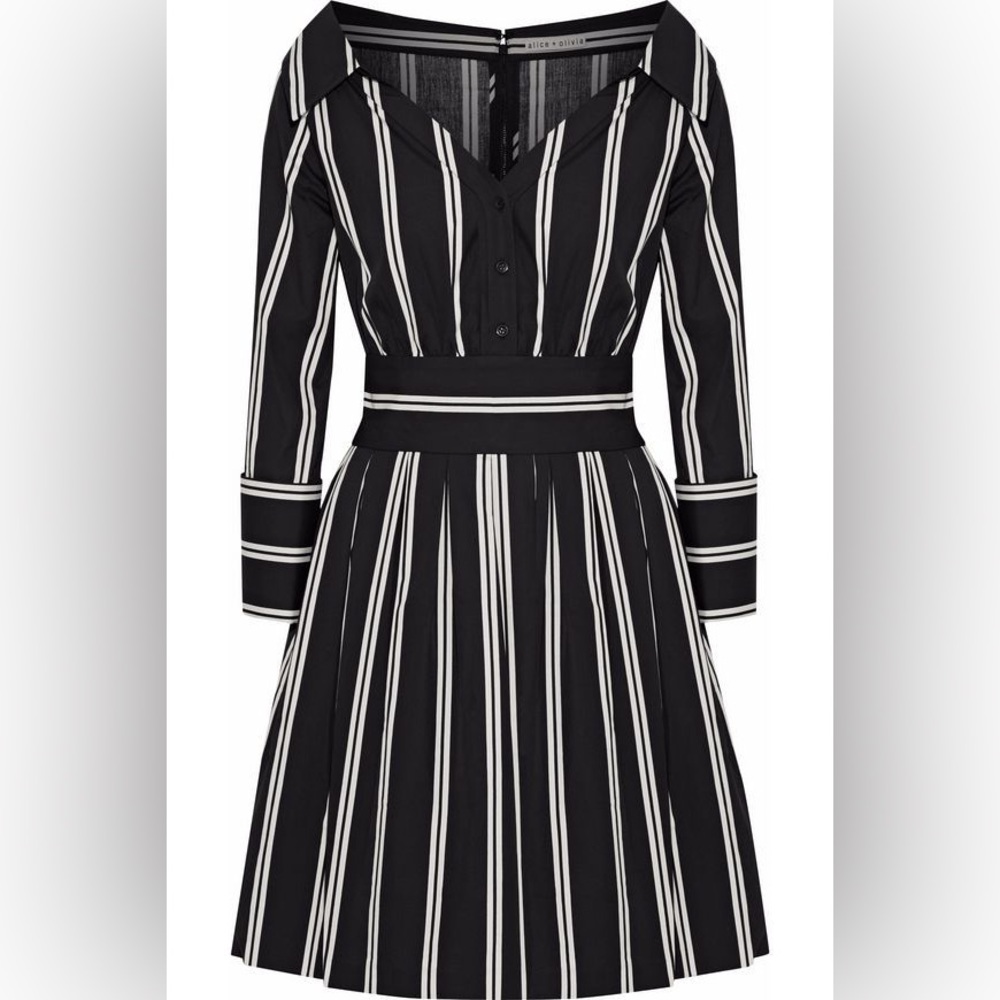 Alice + Olivia Black and White Striped Dress
